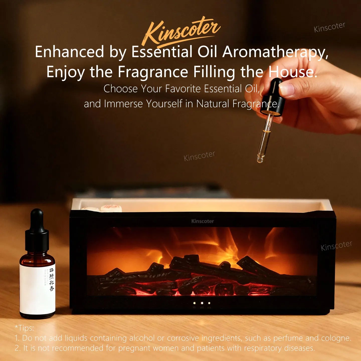 Creative Fireplace Aroma Diffuser Simulated Flame Humidifier Essential Oil Desktop Air Humidifier Mist Home Office Holiday Gift